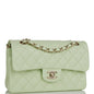 Chanel Small Classic Double Flap Light Green Caviar Light Gold Hardware