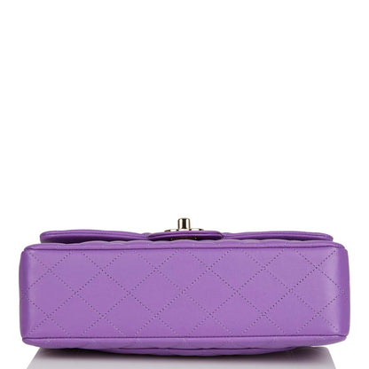 Chanel Small Classic Double Flap Bag Purple Lambskin Light Gold Hardware