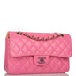 Chanel Pink Quilted Lambskin Small Classic Double Flap Bag Rainbow Hardware