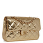 Chanel Small Classic Double Flap Hammered Gold Metallic Calfskin Gold Hardware