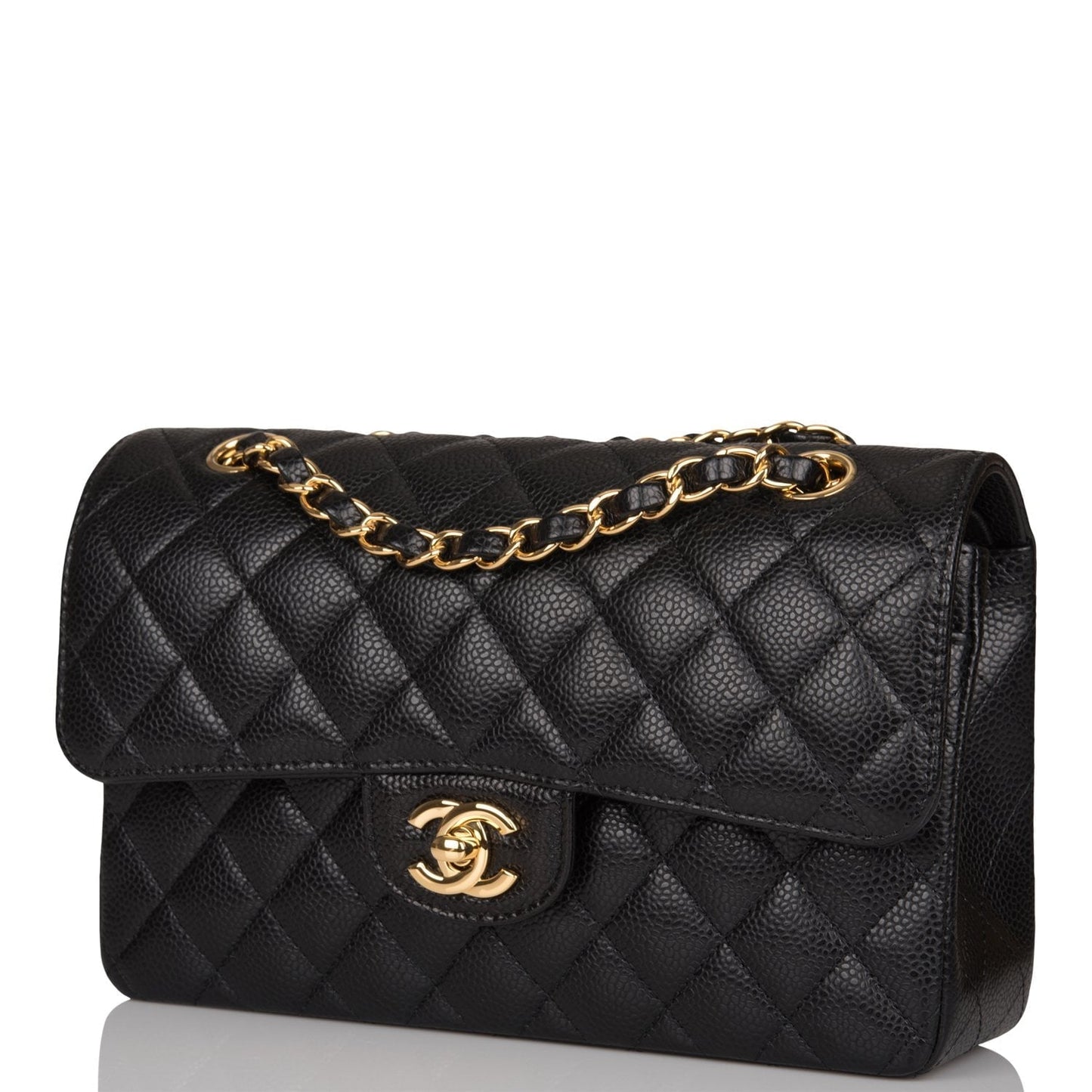 Chanel Black Quilted Caviar Small Classic Double Flap Bag Gold Hardware