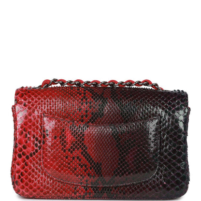 Chanel Mini Rectangular Flap Bag Red And Black Python Ruthenium Hardware