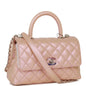 Chanel Small Coco Handle Flap Bag Pink Iridescent Caviar Silver Hardware