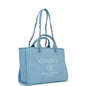 Chanel Small Deauville Shopping Bag Blue Boucle Silver Hardware