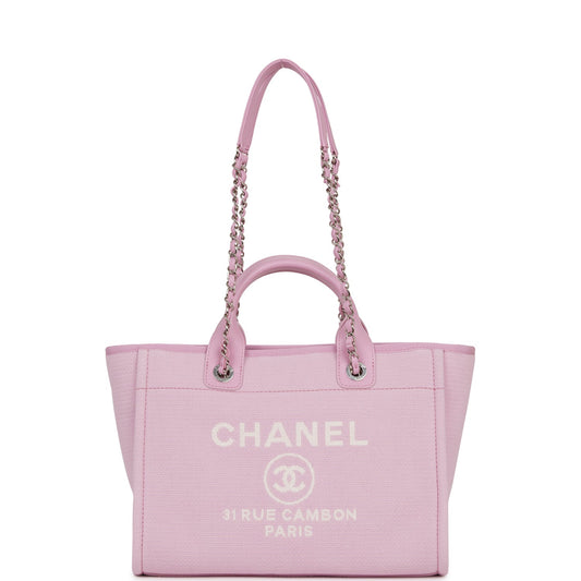 Chanel Deauville Leather Silver Tote Bag Leather
