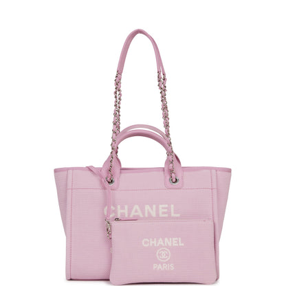 Chanel Deauville Leather Silver Tote Bag Leather