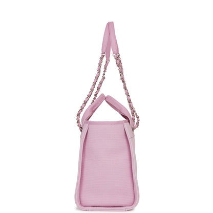 Chanel Deauville Leather Silver Tote Bag