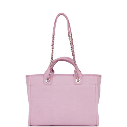 Chanel Deauville Leather Silver Tote Bag