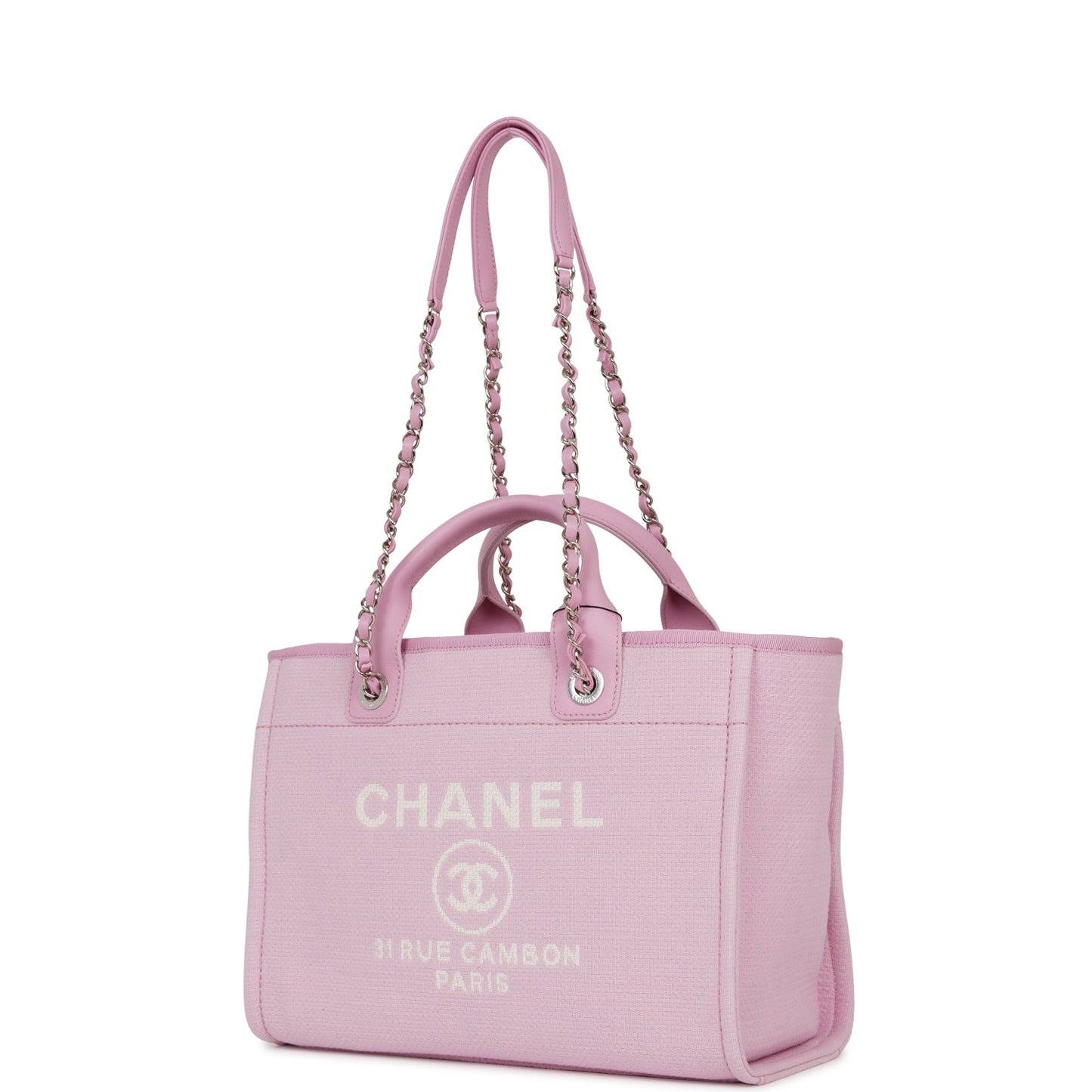 Chanel Deauville Leather Silver Tote Bag
