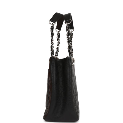 Chanel Grand Shopping Tote Gst Bag Black Caviar Silver Hardware