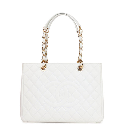 Chanel Grand Shopping Tote Gst Bag White Caviar Gold Hardware