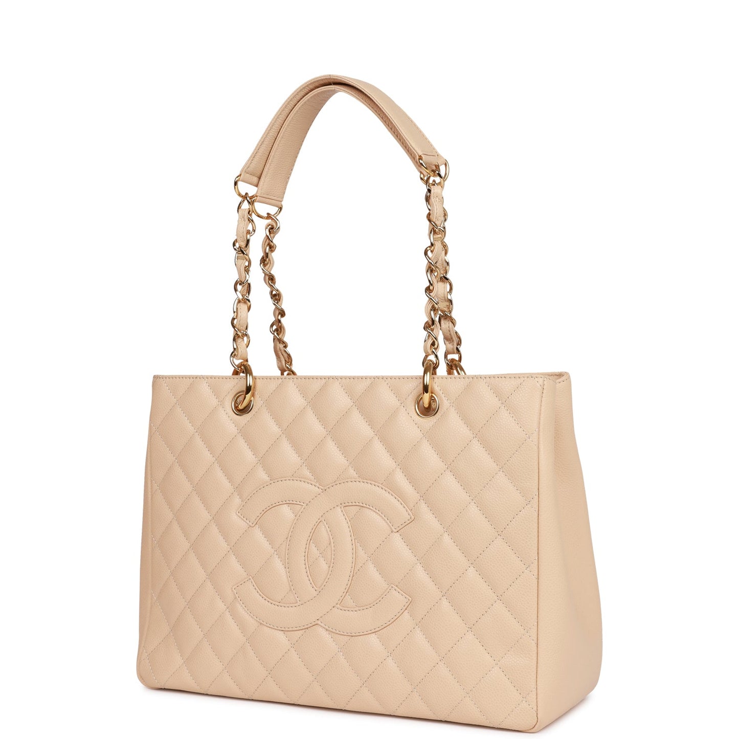 Chanel Grand Shopping Tote Gst Bag Beige Caviar Gold Hardware
