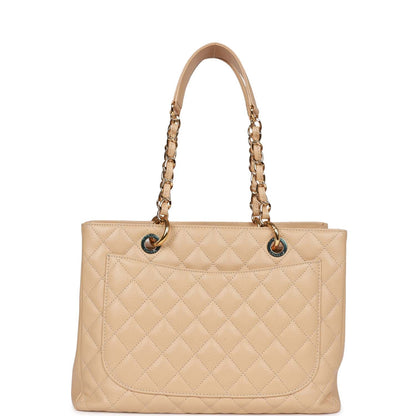 Chanel Grand Shopping Tote Gst Beige Caviar Gold Hardware