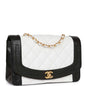 Chanel Medium Diana Flap Bag White And Black Lambskin Gold Hardware