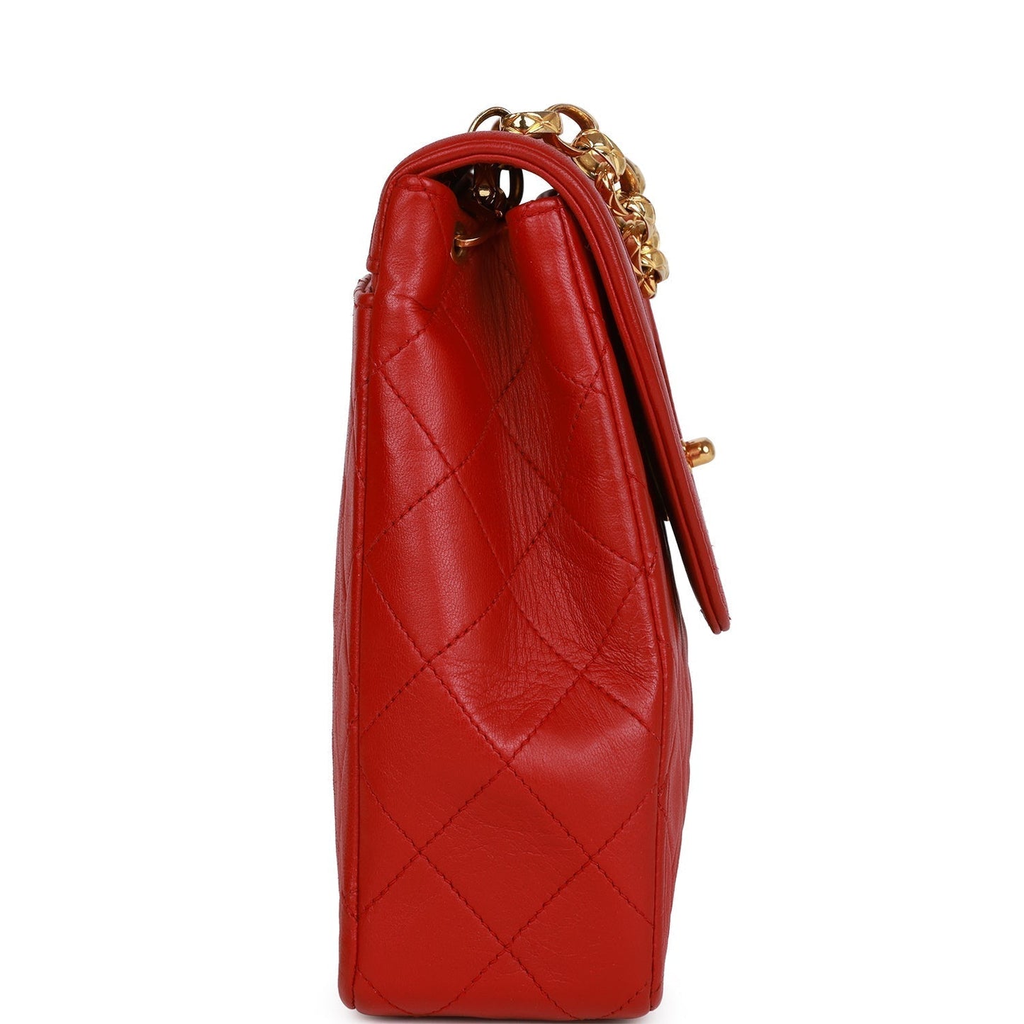 Chanel Trapeze Flap Bag Red Lambskin Gold Hardware