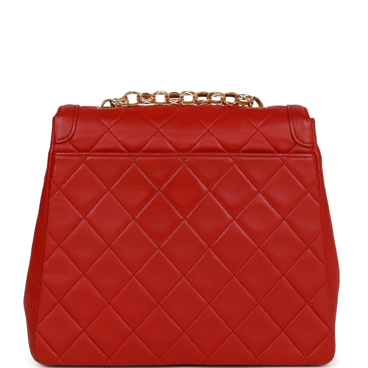 Chanel Trapeze Flap Bag Red Lambskin Gold Hardware