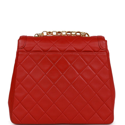 Chanel Trapeze Flap Bag Red Lambskin Gold Hardware