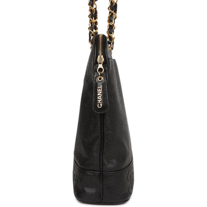 Chanel Triple Cc Tote Bag Black Caviar Gold Hardware