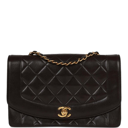 Chanel Medium Diana Flap Bag Black Quilted Lambskin Gold Hardware