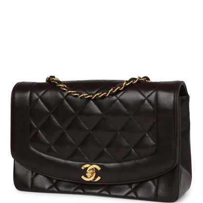 Chanel Medium Diana Flap Bag Black Quilted Lambskin Gold Hardware