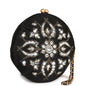 Chanel Clutch Bag Black Satin Embellished Antique Gold Hardware