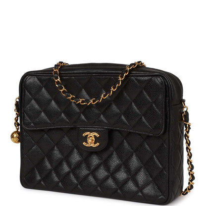 Chanel Camera Bag Black Caviar Gold Hardware