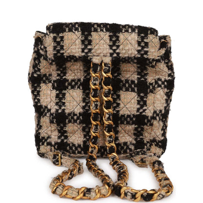 Chanel Duma Backpack Beige And Black Tweed Gold Hardware