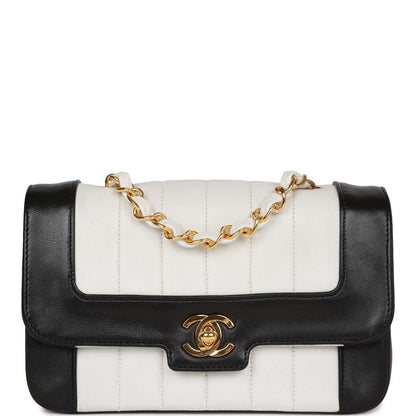 Chanel Mini Mademoiselle Bag Black And White Lambskin Gold Hardware