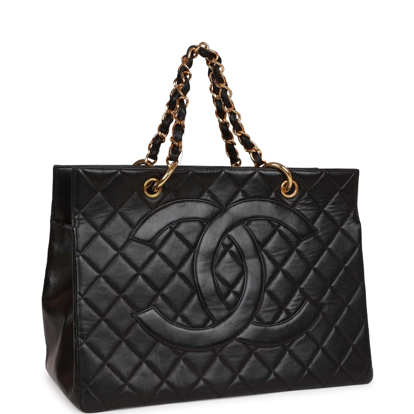 Chanel Grand Cc Timeless Tote Bag Black Lambskin Gold Hardware