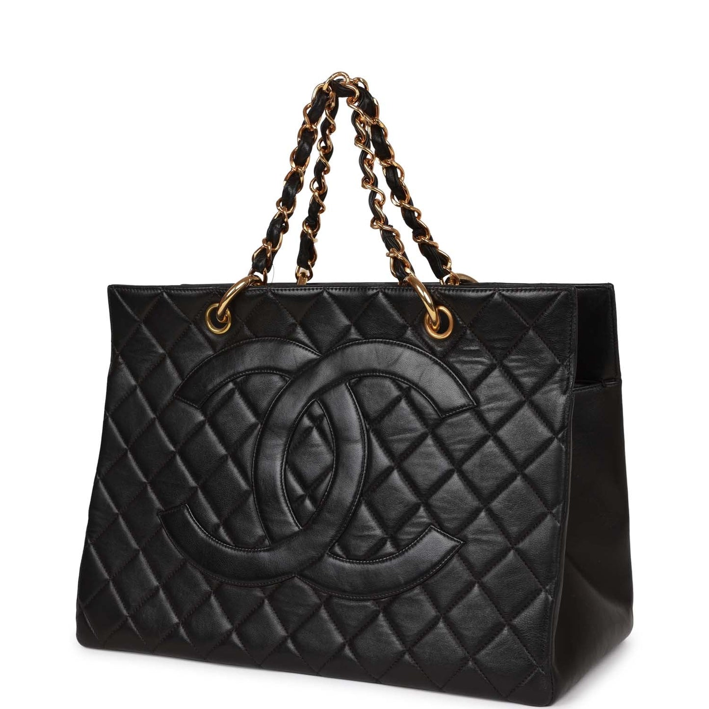 Chanel Grand Cc Timeless Tote Bag Black Lambskin Gold Hardware