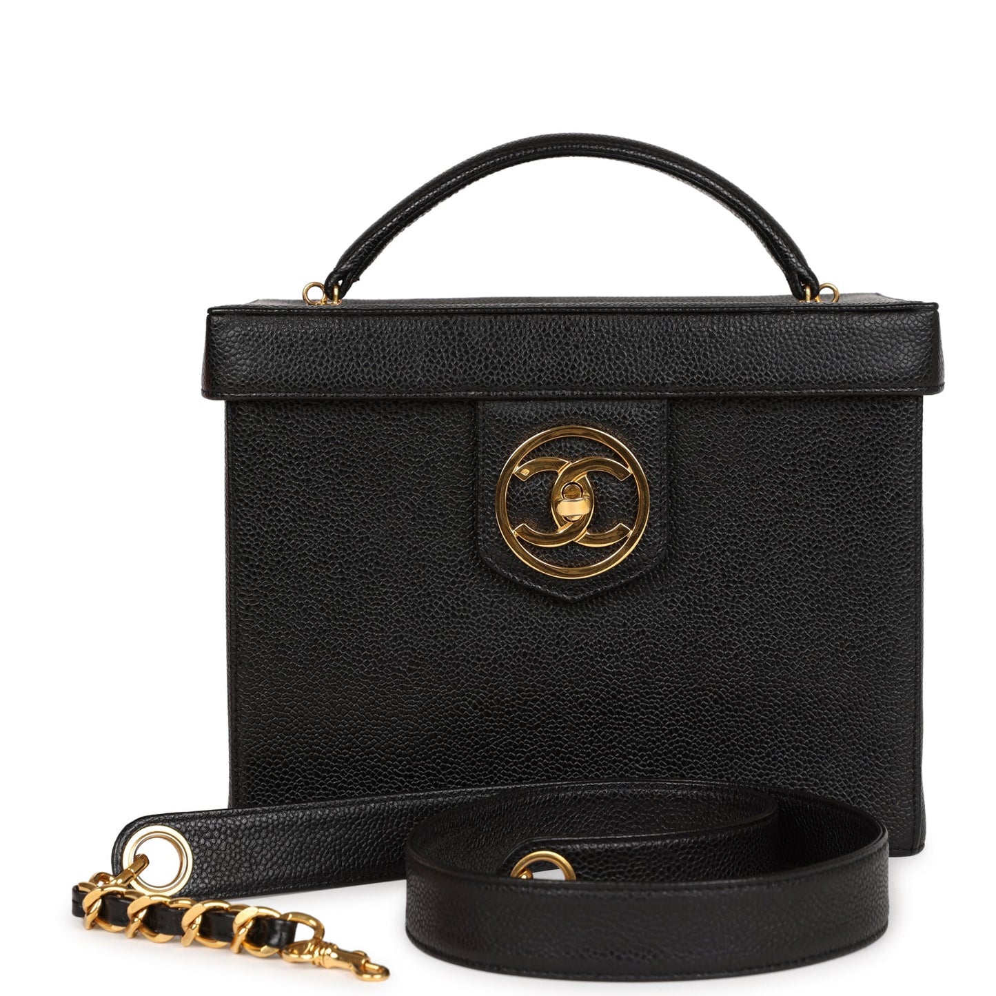 Chanel Large Vanity Bag Black Caviar Gold Hardware