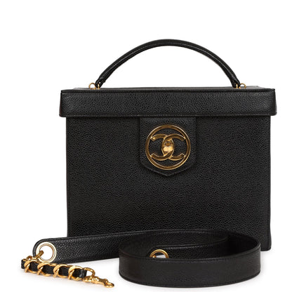 Chanel Large Vanity Bag Black Caviar Gold Hardware