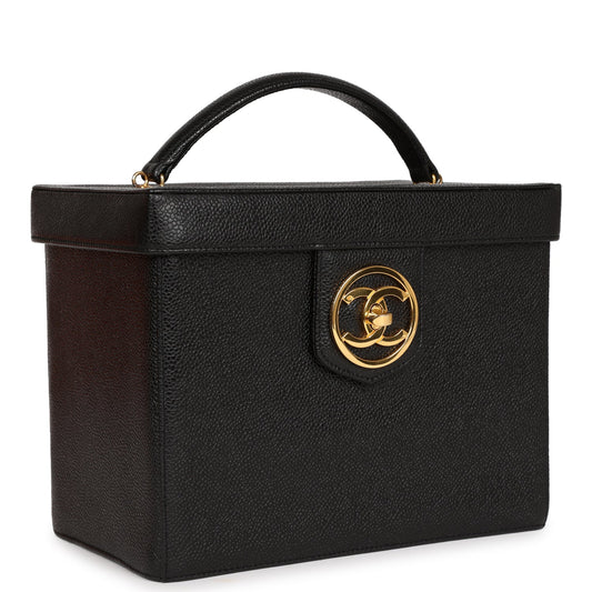 Chanel Large Vanity Bag Black Caviar Gold Hardware