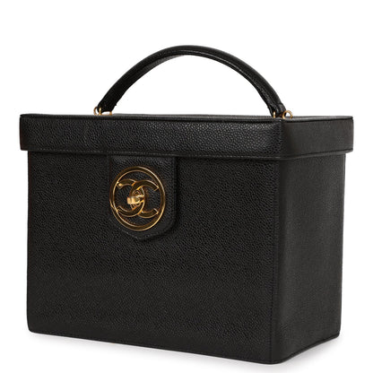 Chanel Large Vanity Bag Black Caviar Gold Hardware