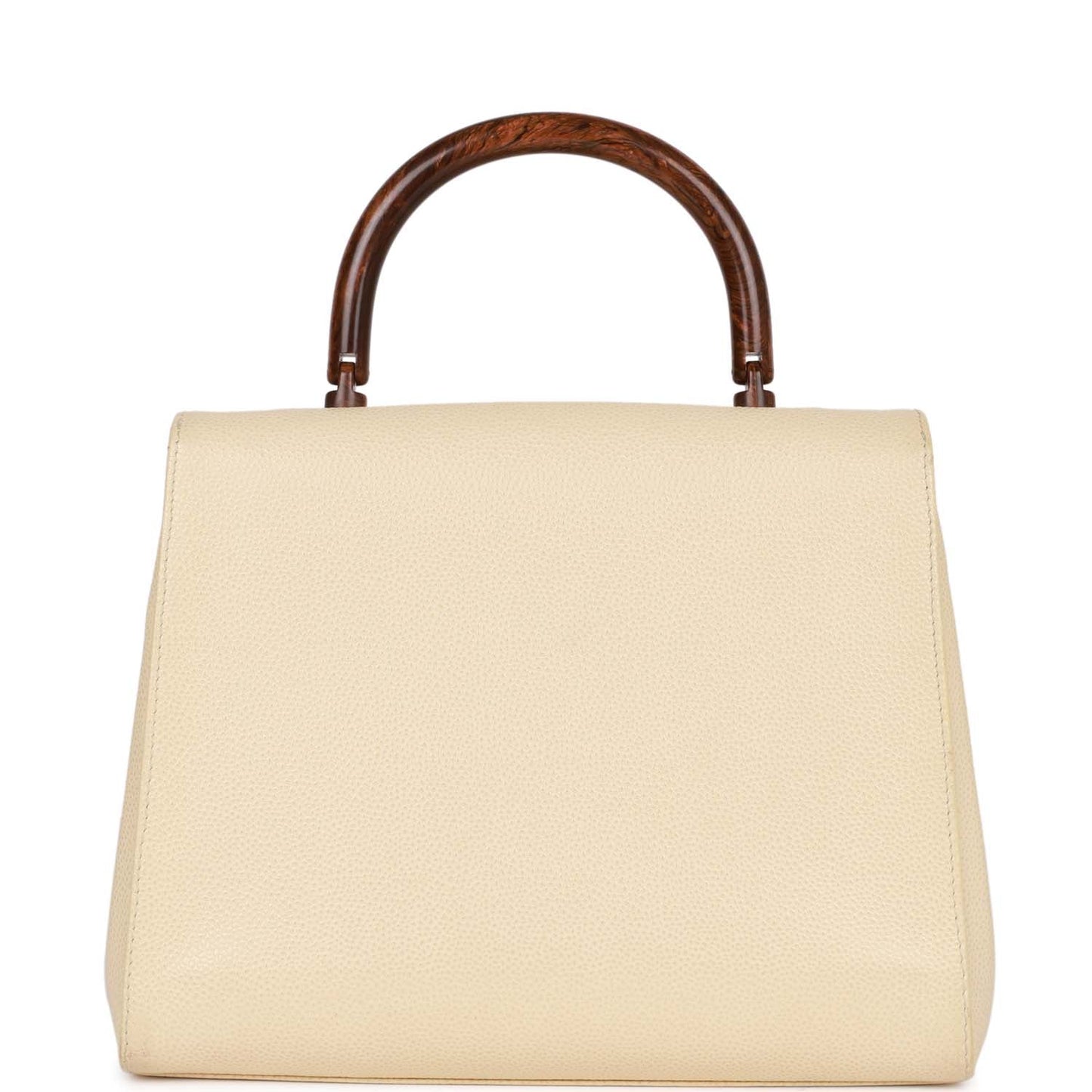 Chanel Wood Top Handle Kelly Ivory Caviar