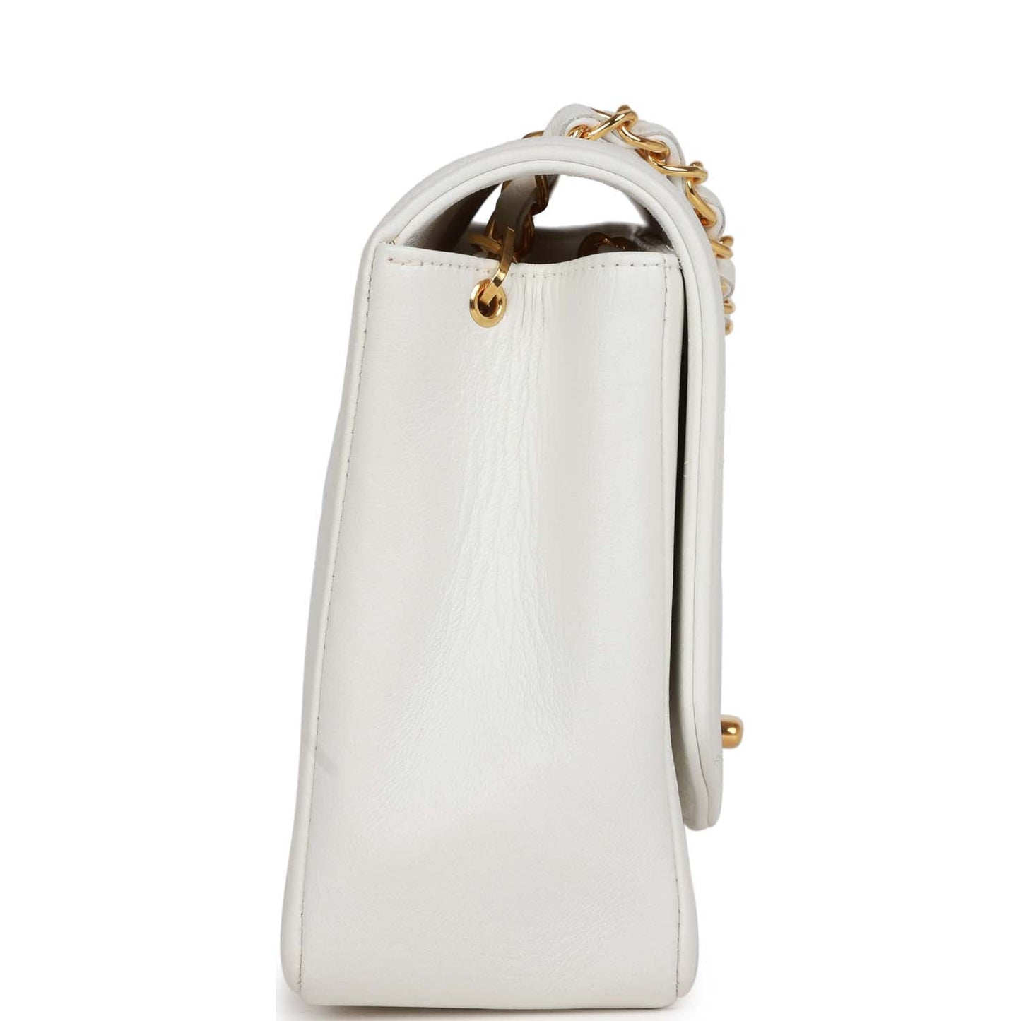 Chanel Medium Diana Flap Bag White Lambskin Gold Hardware