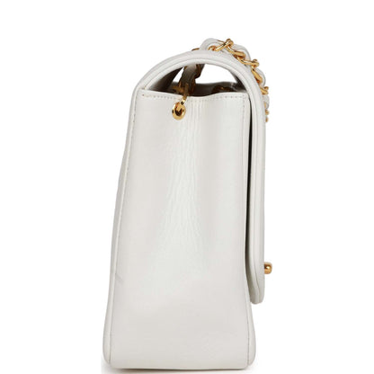 Chanel Medium Diana Flap Bag White Lambskin Gold Hardware