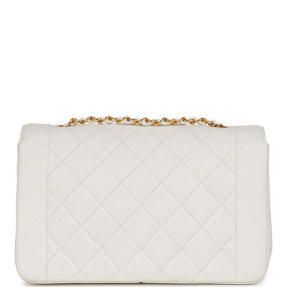 Chanel Medium Diana Flap Bag White Lambskin Gold Hardware