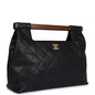 Chanel Wood Top Handle Bag Black Caviar Gold Hardware