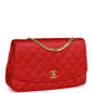 Chanel Flap Bag Red Satin Gold Hardware