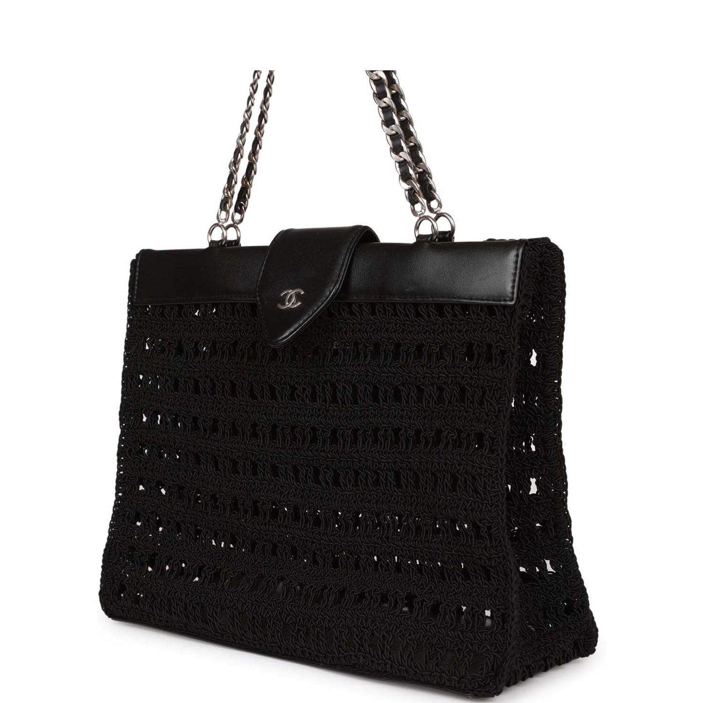 Chanel Supermodel Tote Black Crochet Aged Silver Hardware