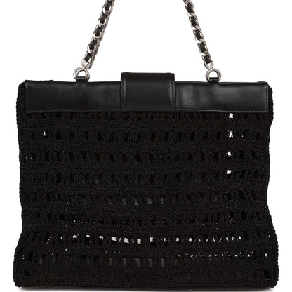 Chanel Supermodel Tote Black Crochet Aged Silver Hardware