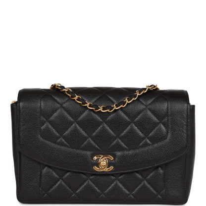 Chanel Medium Diana Flap Bag Black Caviar Gold Hardware