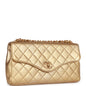 Chanel Clutch Flap Bag With Handle Gold Metallic Lambskin Gold Hardware
