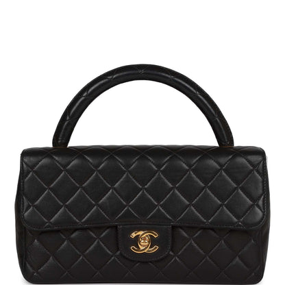 Chanel Kelly Parent Flap Bag Black Lambskin Gold Hardware