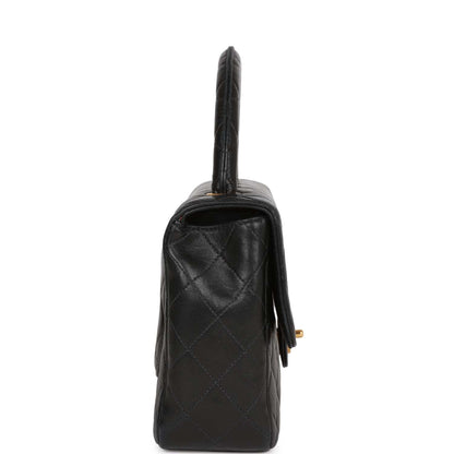 Chanel Kelly Parent Flap Bag Black Lambskin Gold Hardware
