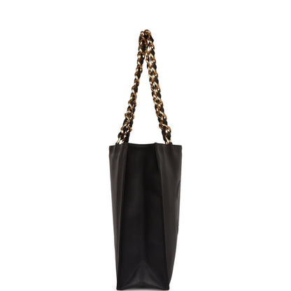 Chanel Cc Chain Shopping Tote Bag Black Lambskin Gold Hardware