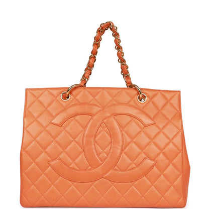 Chanel Grand Cc Timeless Tote Bag Orange Caviar Gold Hardware