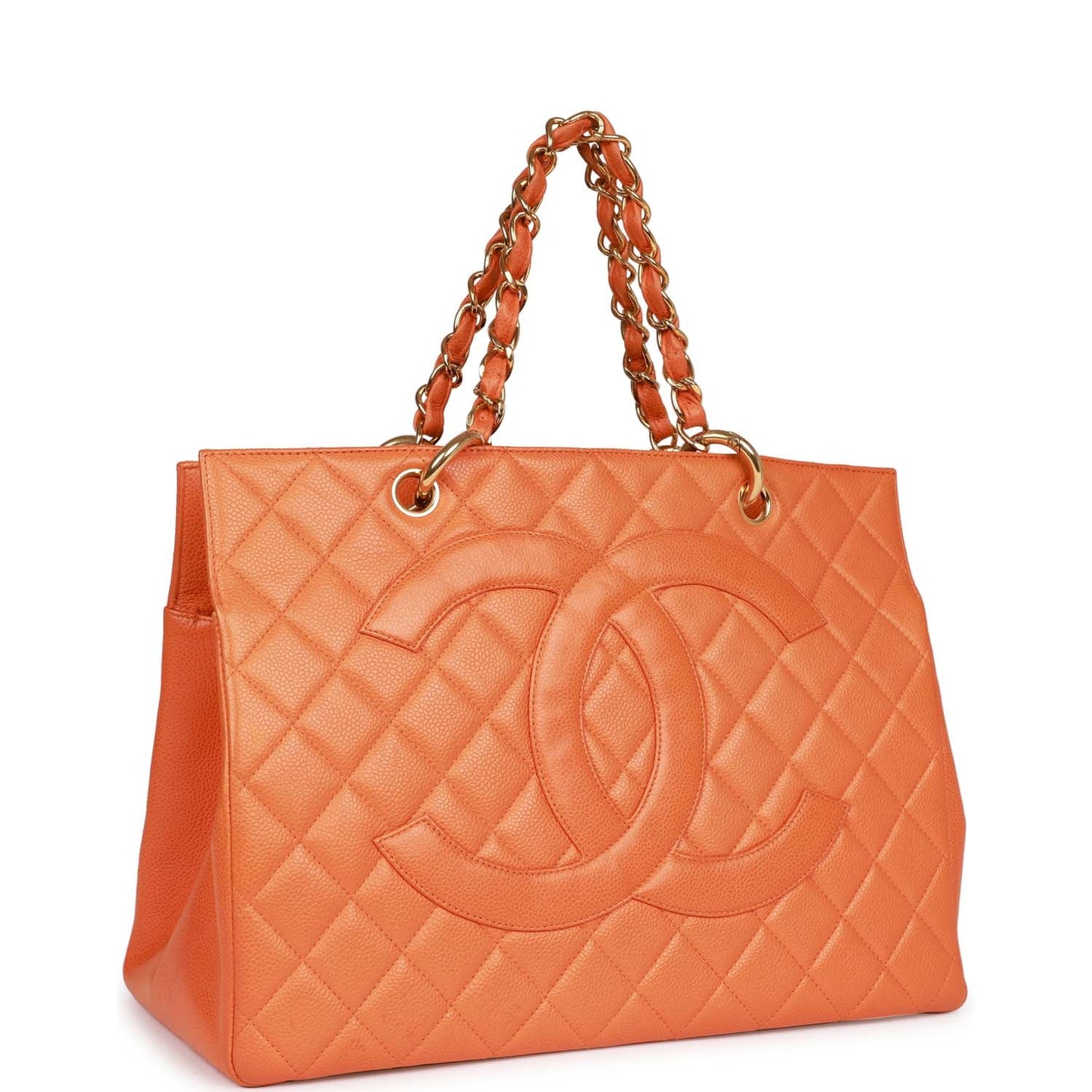 Chanel Grand Cc Timeless Tote Bag Orange Caviar Gold Hardware