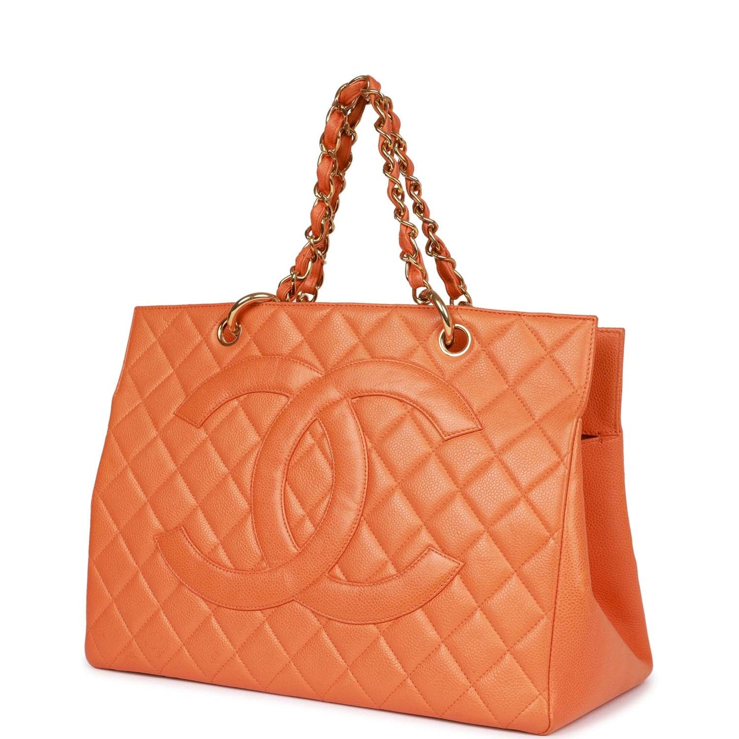 Chanel Grand Cc Timeless Tote Bag Orange Caviar Gold Hardware